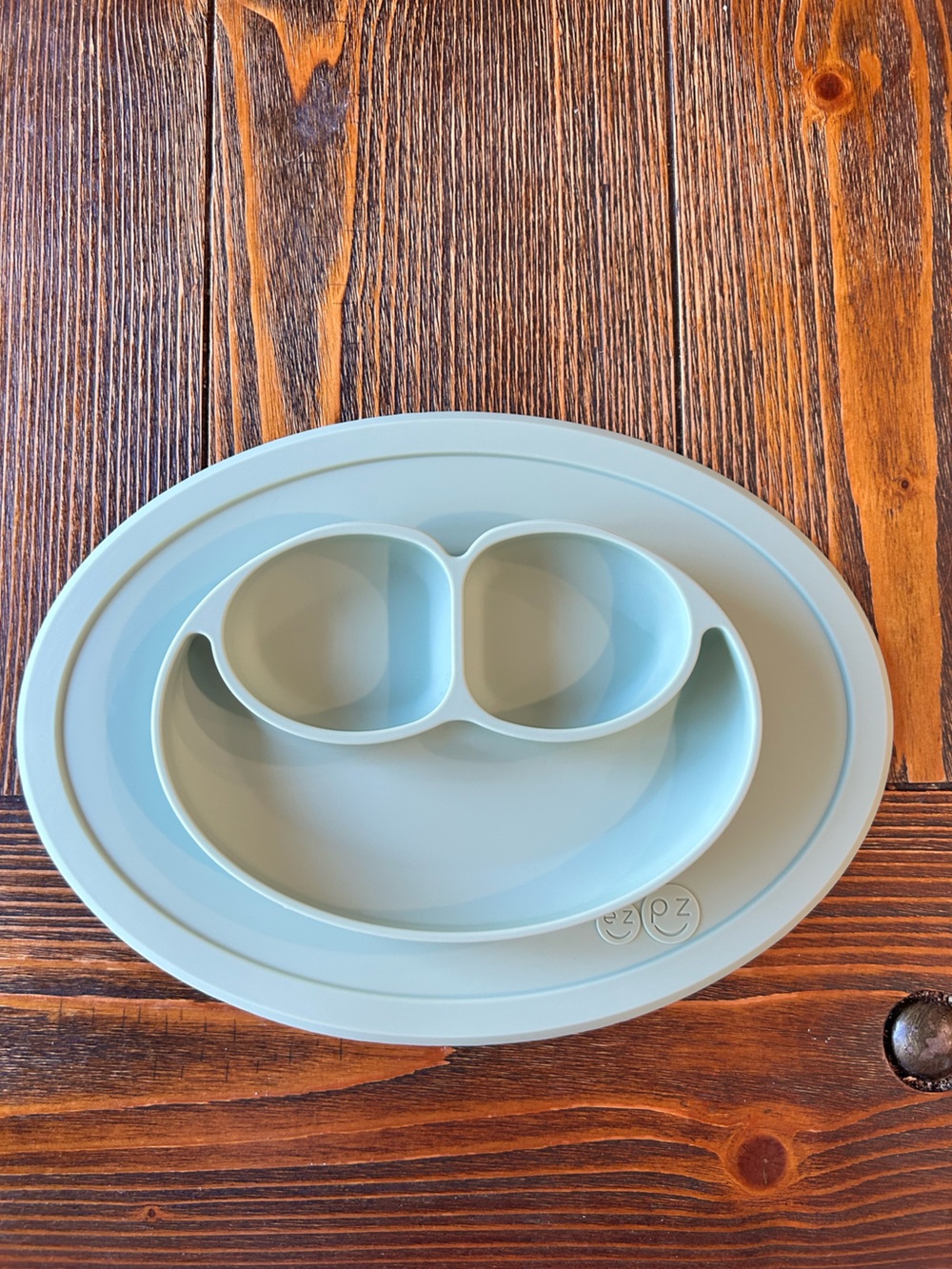Ezpz Silicone Suction Plate in Pale Blue for Kids - sage